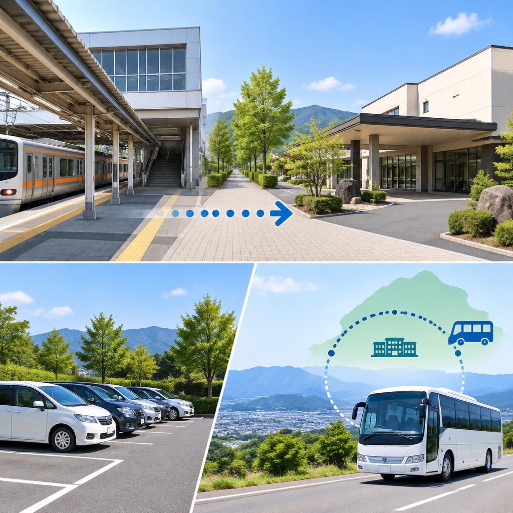 駅近・無料駐車場・送迎バスで、集まりやすさも安心